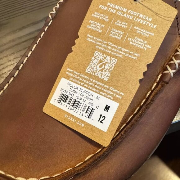 OluKai Moloa Men’s Nubuck Slipper Loafers Shoes $140 in Toffee Dk Wood - Picture 12 of 15